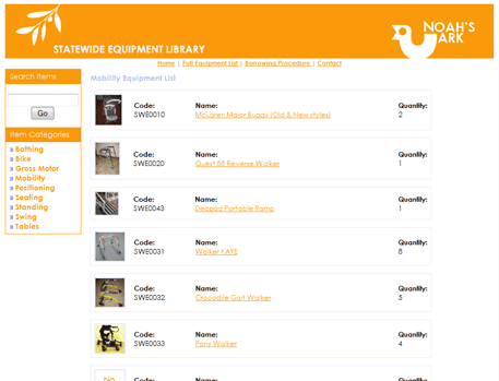 Statewide Equipment Library Website